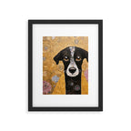 Black and White Klimt Dog with Floral Pattern Framed Art Print Gallery Image 6