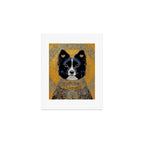 Black and White Klimt Dog with Geometric Patterns Art Print Gallery Image 1