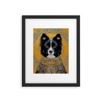 Black and White Klimt Dog with Geometric Patterns Framed Art Print Gallery Image 6
