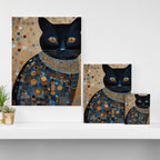 Black Klimt Cat in Ceremonial Robes Canvas Print Gallery Image 3