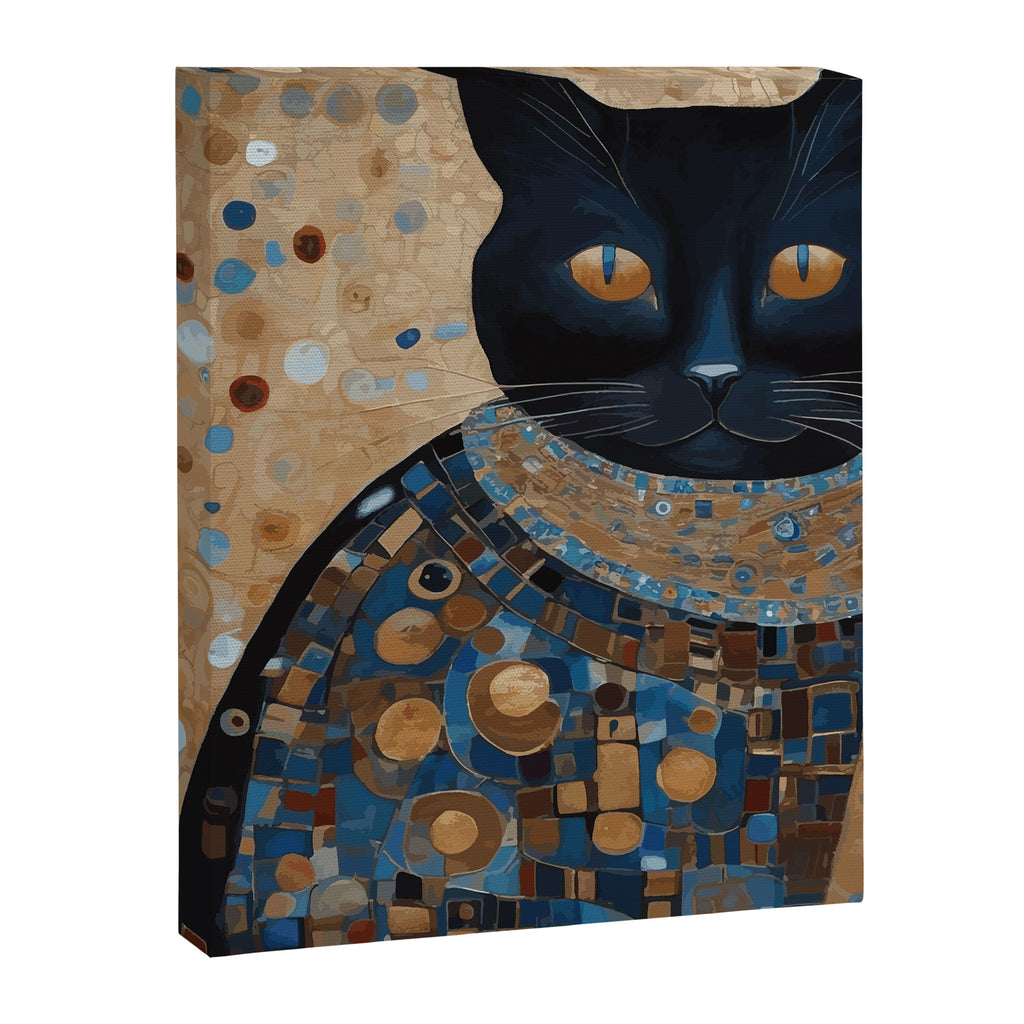 Black Klimt Cat in Ceremonial Robes Canvas Print Gallery Image 8