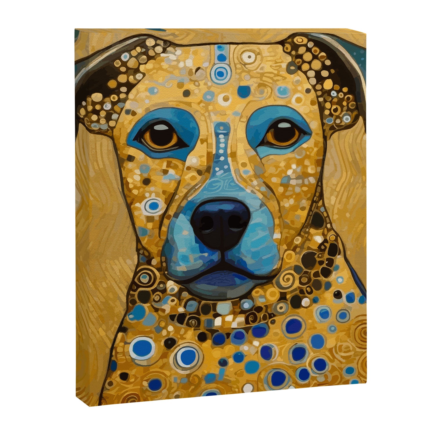 Blue and Gold Klimt Dog Canvas Print Gallery Image 3