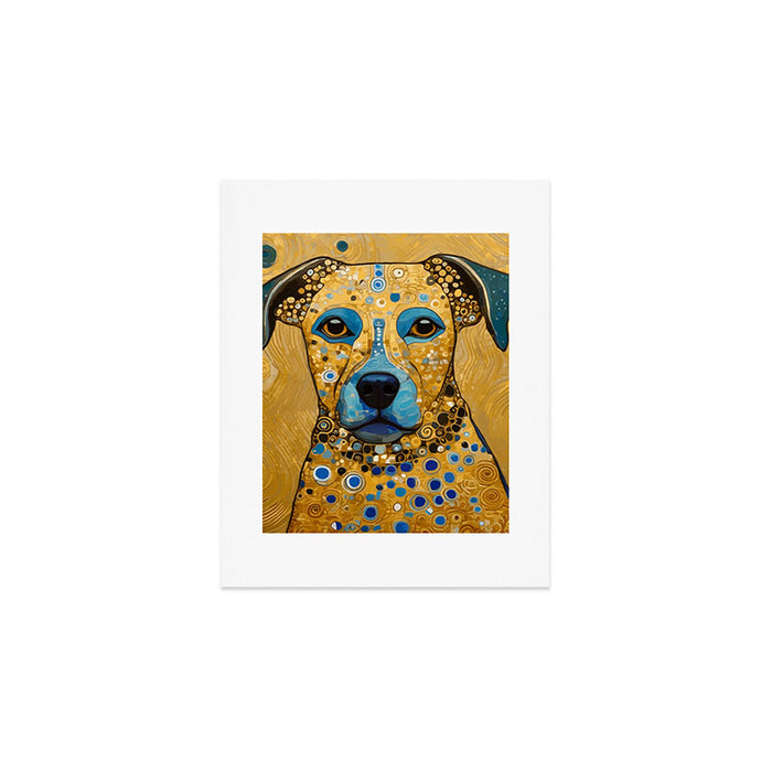 Blue and Gold Klimt Dog Art Print Gallery Image 1
