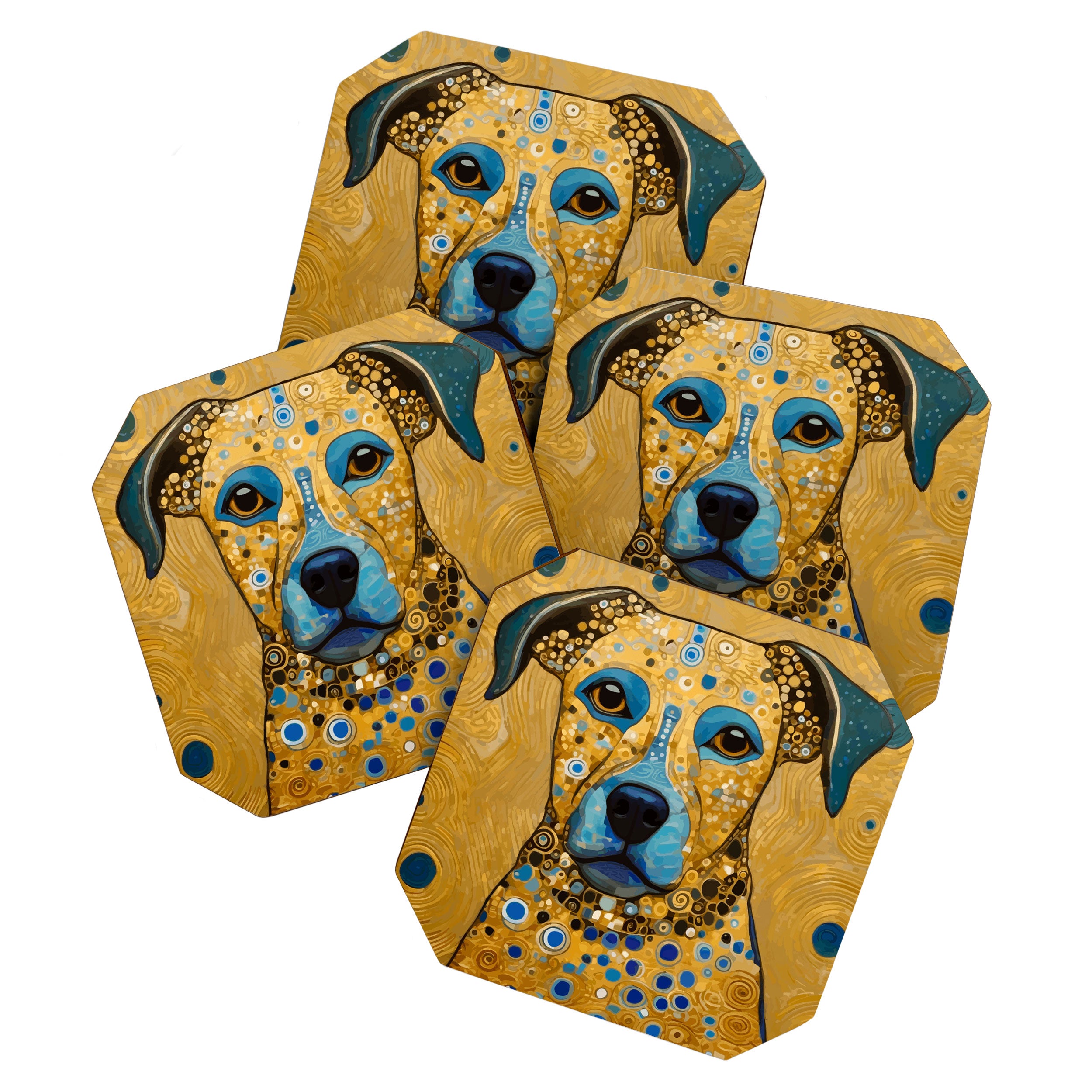 Blue and Gold Klimt Dog Coaster Gallery Image 1