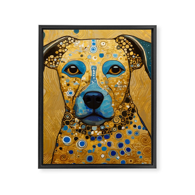 Blue and Gold Klimt Dog Framed Canvas Print Gallery Image 3