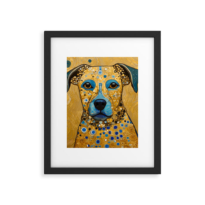 Blue and Gold Klimt Dog Framed Art Print Gallery Image 1