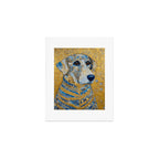 Blue and Gold Klimt Dog with Brown Eyes Art Print Gallery Image 1