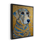 Blue and Gold Klimt Dog with Brown Eyes Framed Canvas Print Gallery Image 2