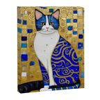 Blue and Gold Klimt Tabby Cat in Geometric Surroundings  Canvas Print Gallery Image 8