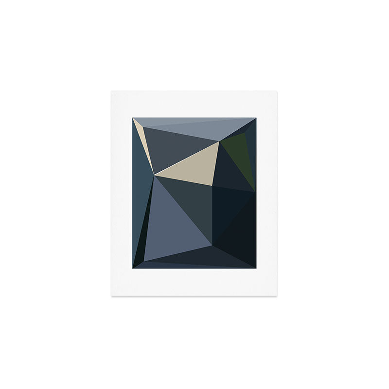 Blue Beige Low Poly Geometric Triangles Mathematical Art Art Print Gallery Image 1