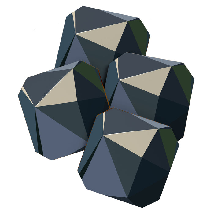 Blue Beige Low Poly Geometric Triangles Mathematical Art Coaster Gallery Image 1