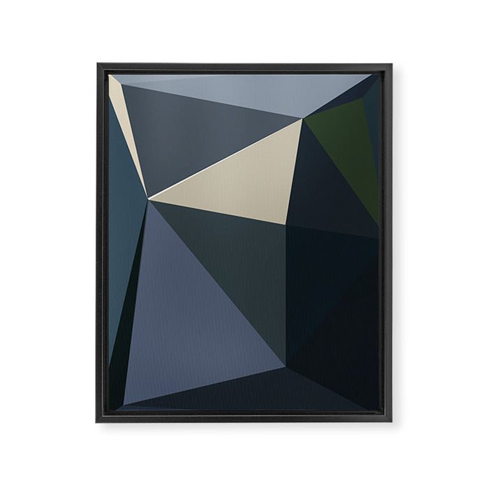 Blue Beige Low Poly Geometric Triangles Mathematical Art Framed Canvas Print Gallery Image 1