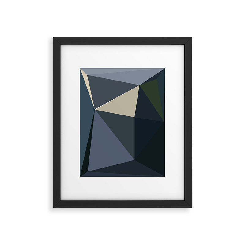 Blue Beige Low Poly Geometric Triangles Mathematical Art Framed Art Print Gallery Image 5