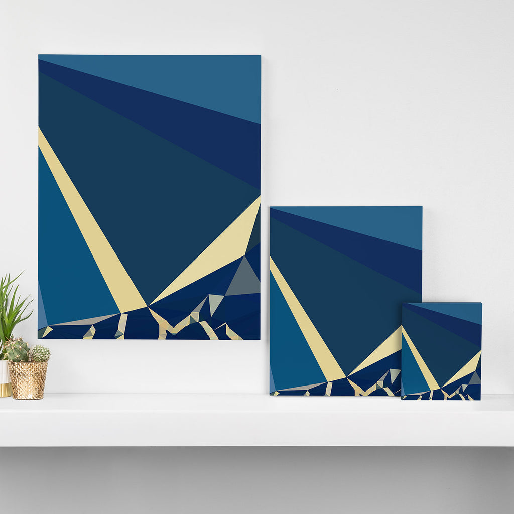 Blue Gold Abstract Low Poly Geometric Nature Art  Canvas Print Gallery Image 3