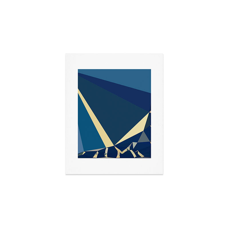 Blue Gold Abstract Low Poly Geometric Nature Art  Art Print Gallery Image 1