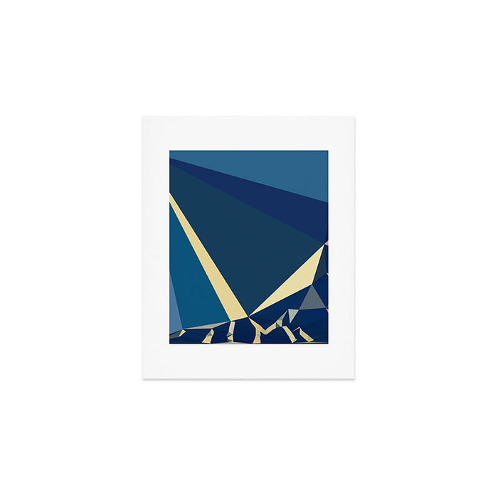 Blue Gold Abstract Low Poly Geometric Nature Art  Art Print Gallery Image 1