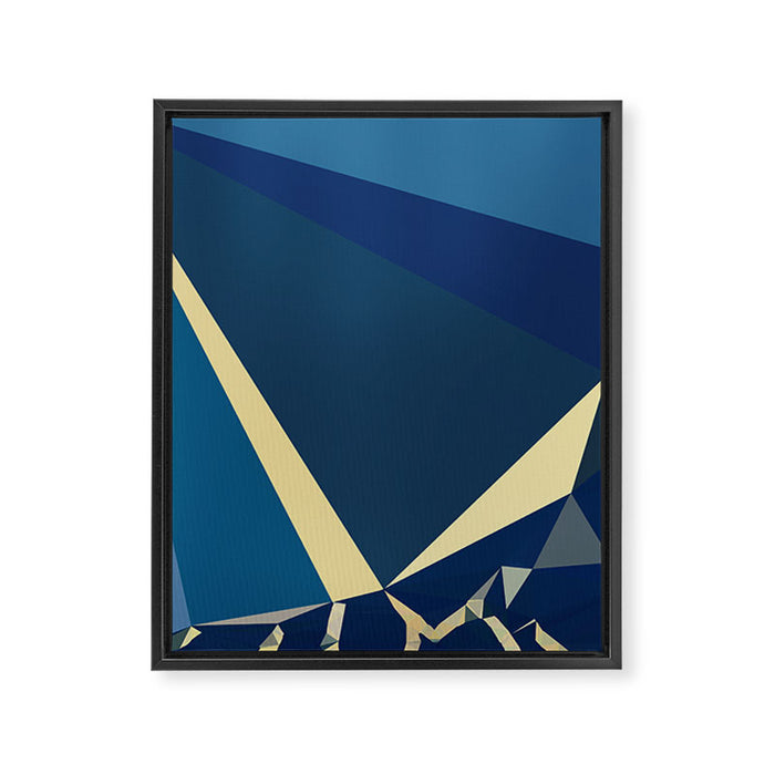 Blue Gold Abstract Low Poly Geometric Nature Art  Framed Canvas Print Gallery Image 1