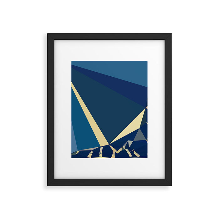 Blue Gold Abstract Low Poly Geometric Nature Art  Framed Art Print Gallery Image 1