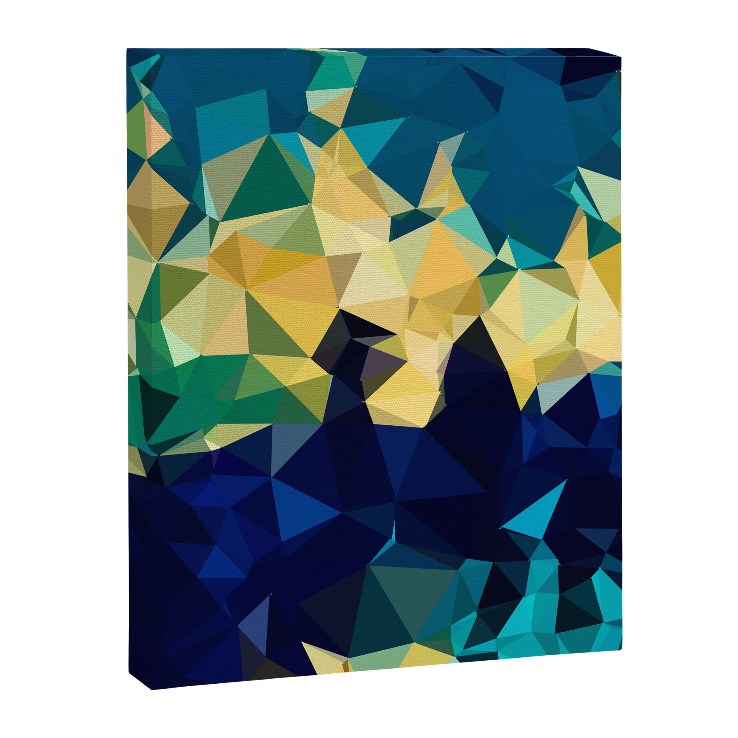 Blue Gold New Poly Wave Geometric Triangles  Canvas Print Gallery Image 3