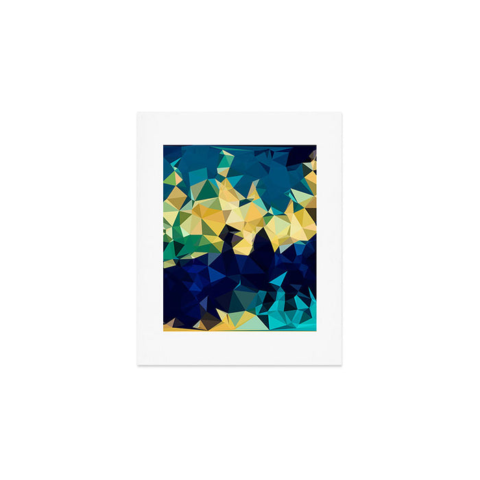Blue Gold New Poly Wave Geometric Triangles  Art Print Gallery Image 1