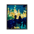 Blue Gold New Poly Wave Geometric Triangles  Framed Canvas Print Gallery Image 3