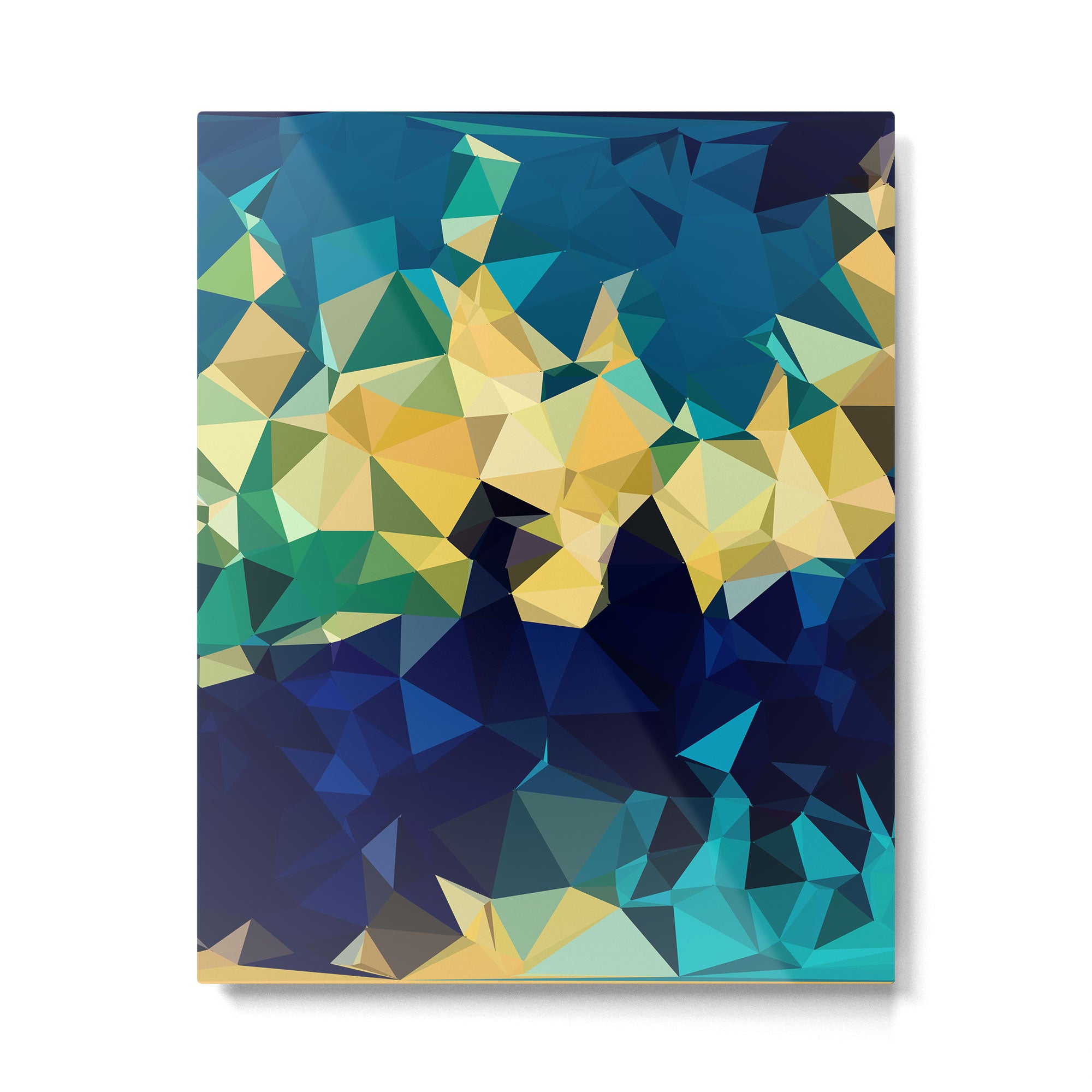 Blue Gold New Poly Wave Geometric Triangles  Metal Print Gallery Image 6