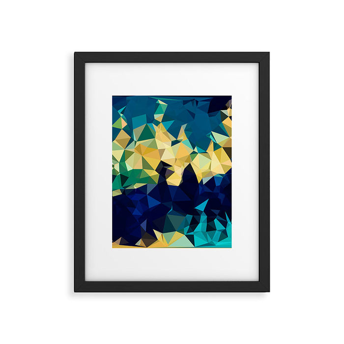 Blue Gold New Poly Wave Geometric Triangles  Framed Art Print Gallery Image 1