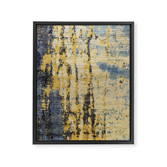 Blue Gold Oriental Rug Print Framed Canvas Print Gallery Image 1