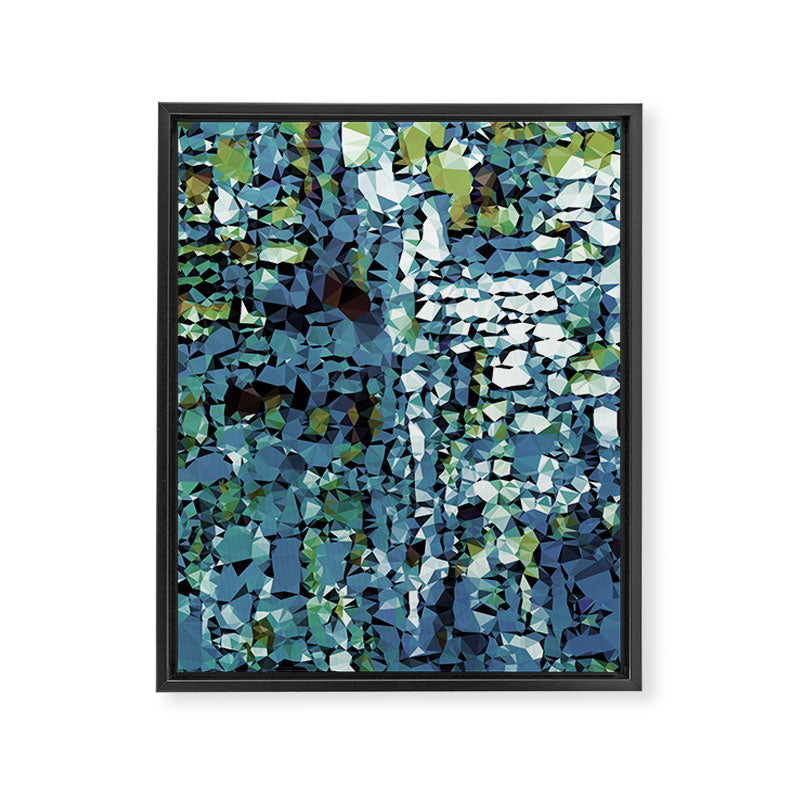Blue Green Abstract Geometric Low Poly Modern Art Framed Canvas Print Gallery Image 3