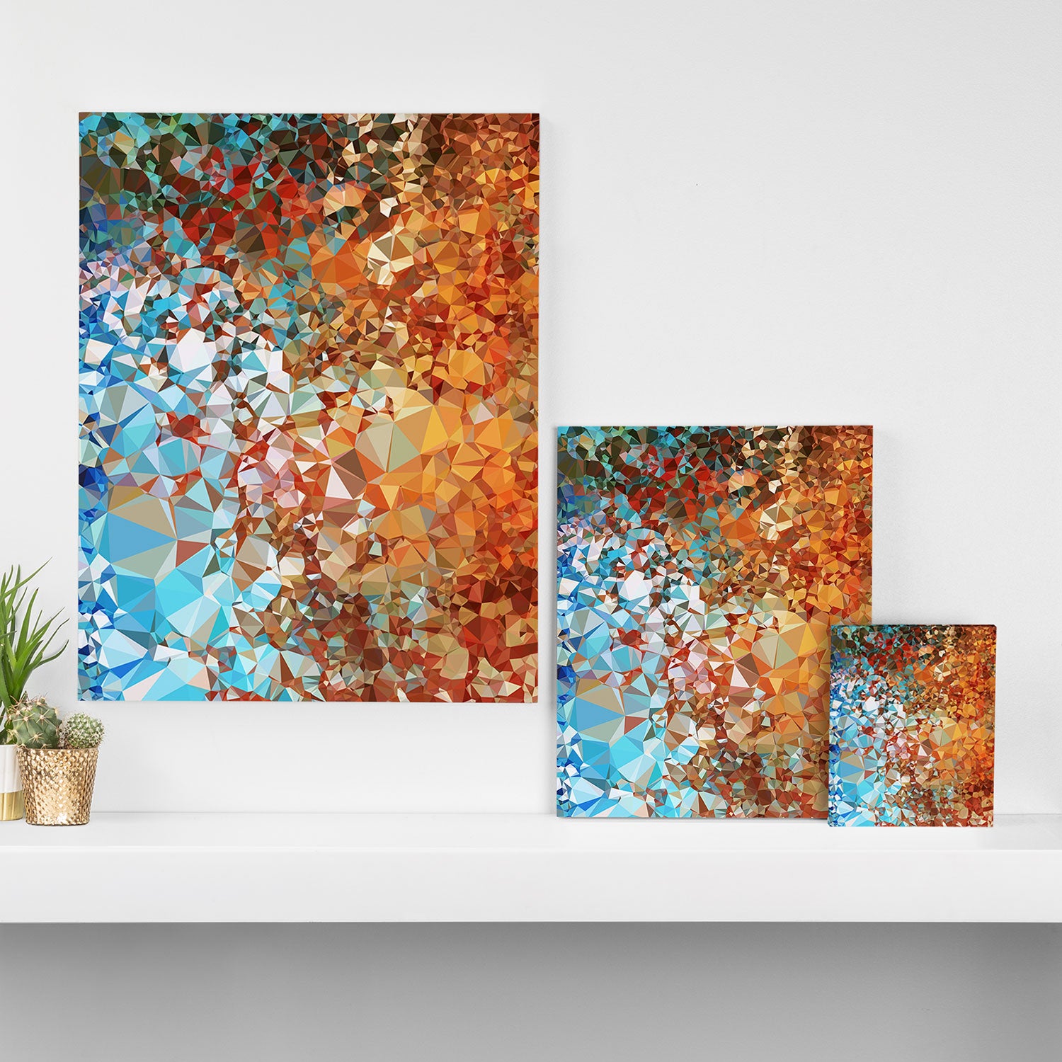 Blue Rust Abstract Low Poly Geometric Vector Art Canvas Print Gallery Image 3