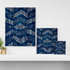Blue Shibori African Indigo Low Poly Abstract Digital Art Painting Canvas Print Gallery Image 3