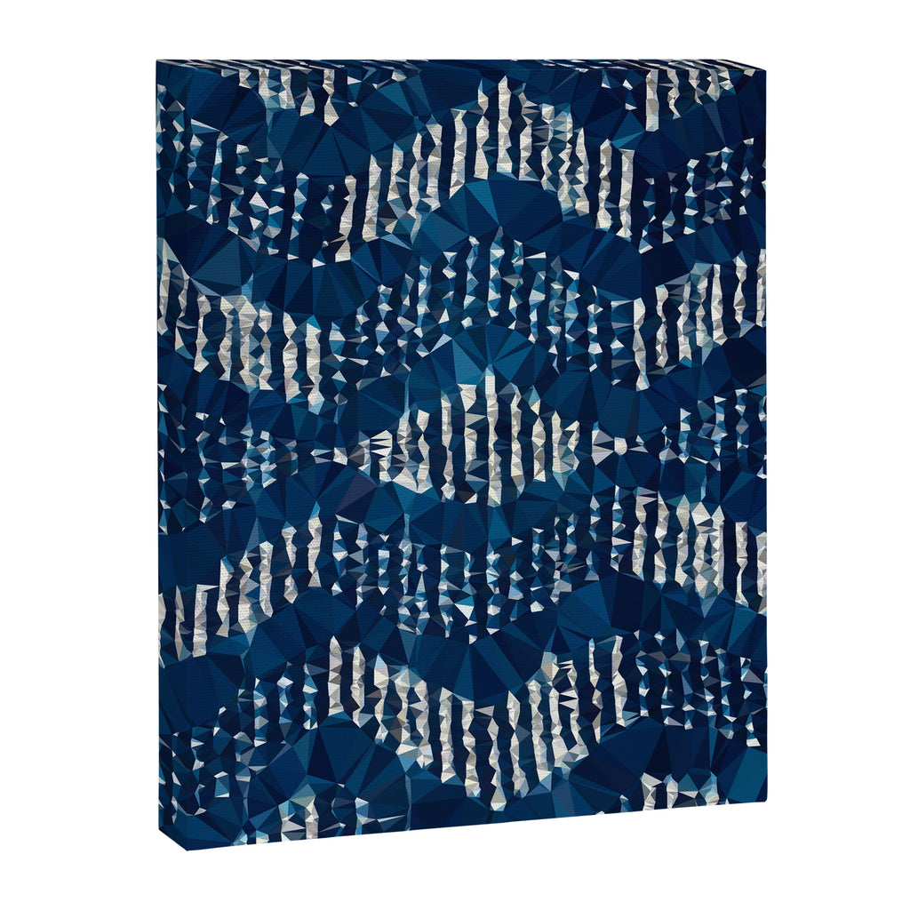 Blue Shibori African Indigo Low Poly Abstract Digital Art Painting Canvas Print Gallery Image 3
