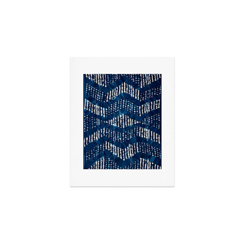 Blue Shibori African Indigo Low Poly Abstract Digital Art Painting Art Print Gallery Image 1