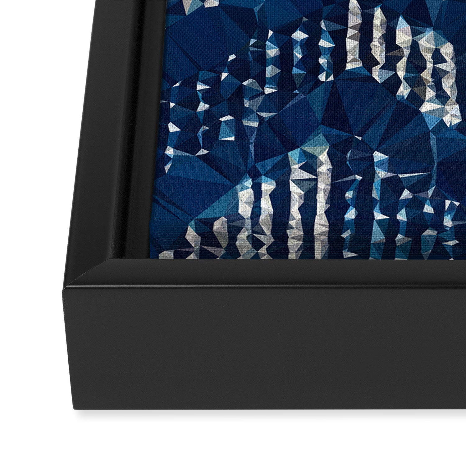 Blue Shibori African Indigo Low Poly Abstract Digital Art Painting Framed Canvas Print Gallery Image 3