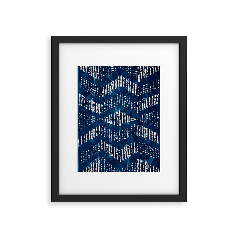 Blue Shibori African Indigo Low Poly Abstract Digital Art Painting Framed Art Print Gallery Image 5