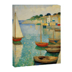 Boats in Harbor Impressionist Landscape Painting Canvas Print Gallery Image 3