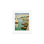 Boats in Harbor Impressionist Landscape Painting Art Print Gallery Image 1