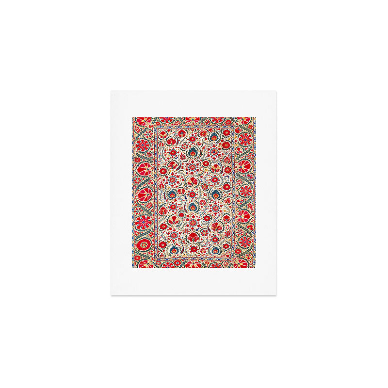 Bokhara  Antique Uzbek Suzani Embroidery Print Art Print Gallery Image 1