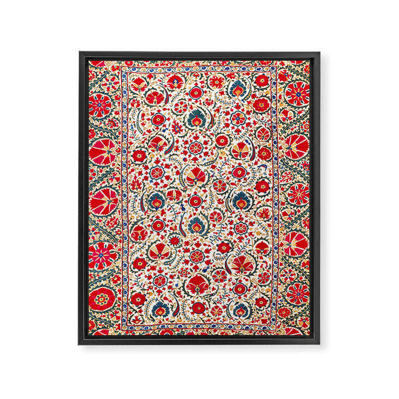 Bokhara  Antique Uzbek Suzani Embroidery Print Framed Canvas Print Gallery Image 3