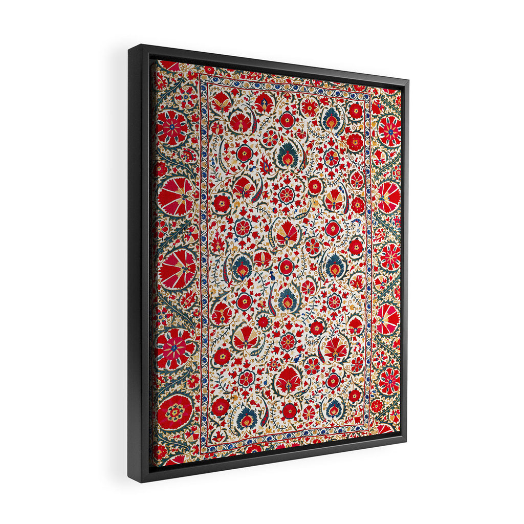 Bokhara  Antique Uzbek Suzani Embroidery Print Framed Canvas Print Gallery Image 2