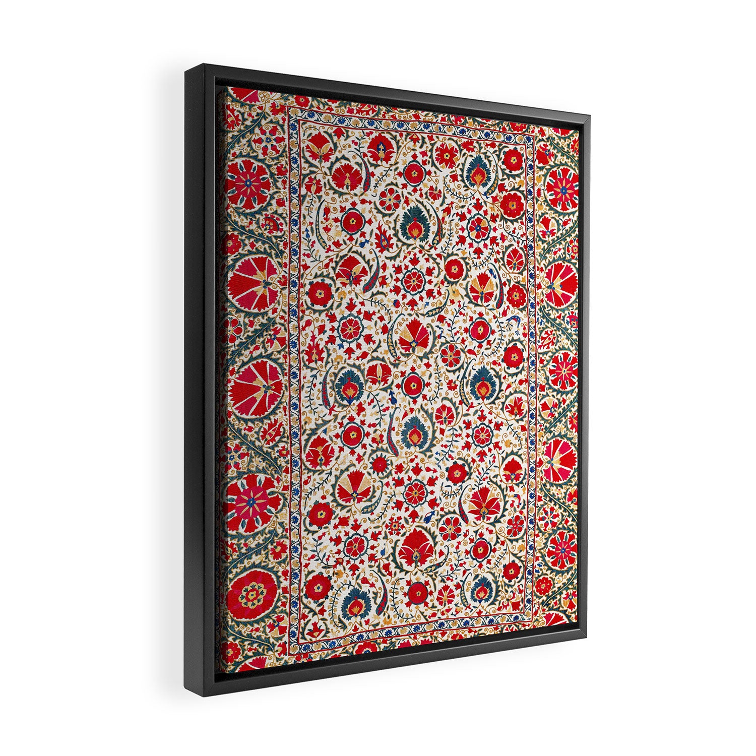 Bokhara  Antique Uzbek Suzani Embroidery Print Framed Canvas Print Gallery Image 2