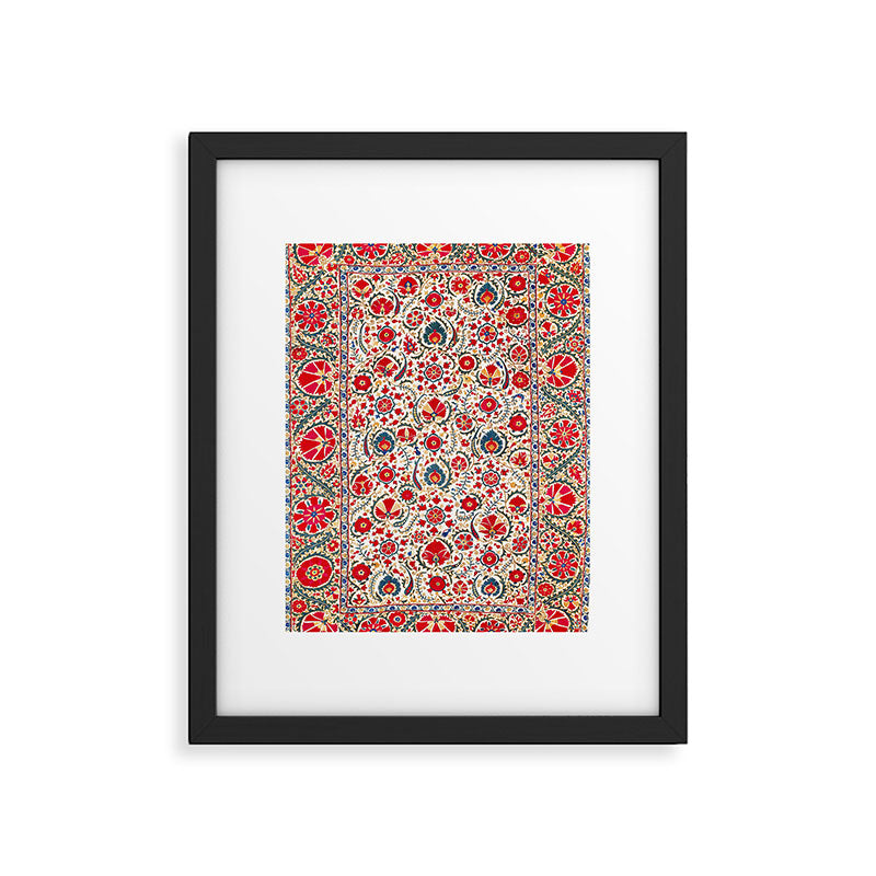 Bokhara  Antique Uzbek Suzani Embroidery Print Framed Art Print Gallery Image 4