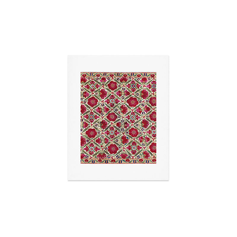 Bokhara Nim Suzani  Antique Uzbek Embroidery Print Art Print Gallery Image 1