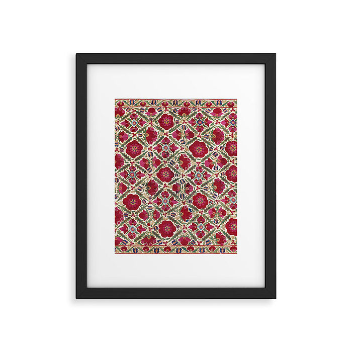 Bokhara Nim Suzani  Antique Uzbek Embroidery Print Framed Art Print Gallery Image 1