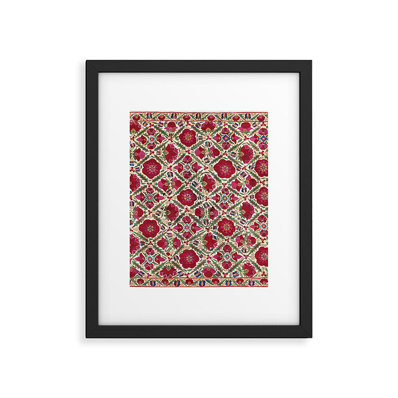 Bokhara Nim Suzani  Antique Uzbek Embroidery Print Framed Art Print Gallery Image 5
