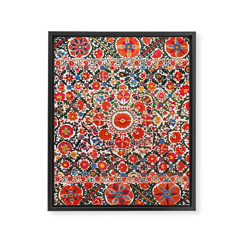 Bokhara Suzani  Antique Uzbekistan Floral Rug Print Framed Canvas Print Gallery Image 3