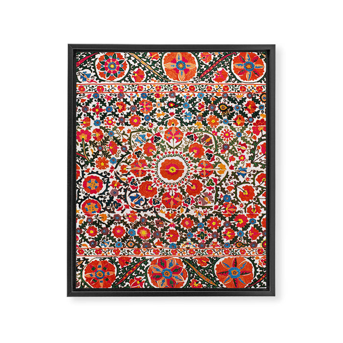 Bokhara Suzani  Antique Uzbekistan Floral Rug Print Framed Canvas Print Gallery Image 1