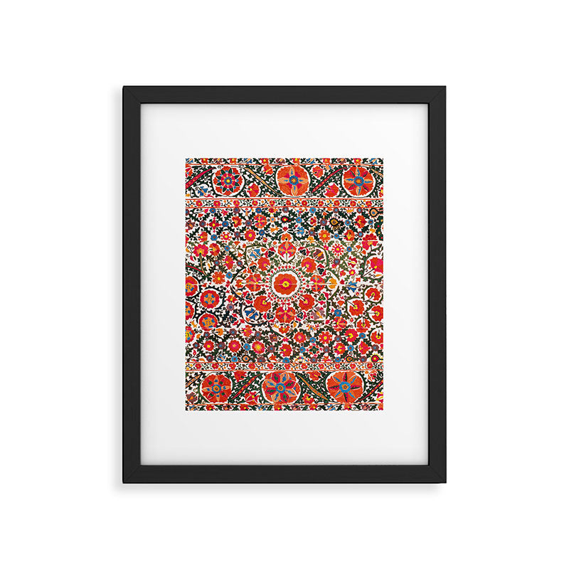 Bokhara Suzani  Antique Uzbekistan Floral Rug Print Framed Art Print Gallery Image 5