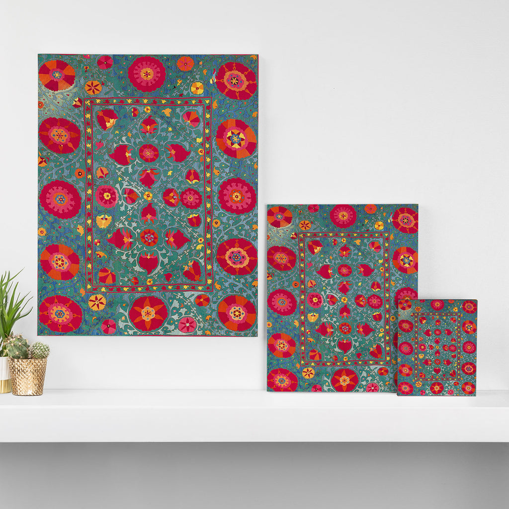 Bokhara Suzani Uzbekistan Embroidery Print With Green Canvas Print Gallery Image 3