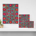 Bokhara Suzani Uzbekistan Embroidery Print With Green Canvas Print Gallery Image 3